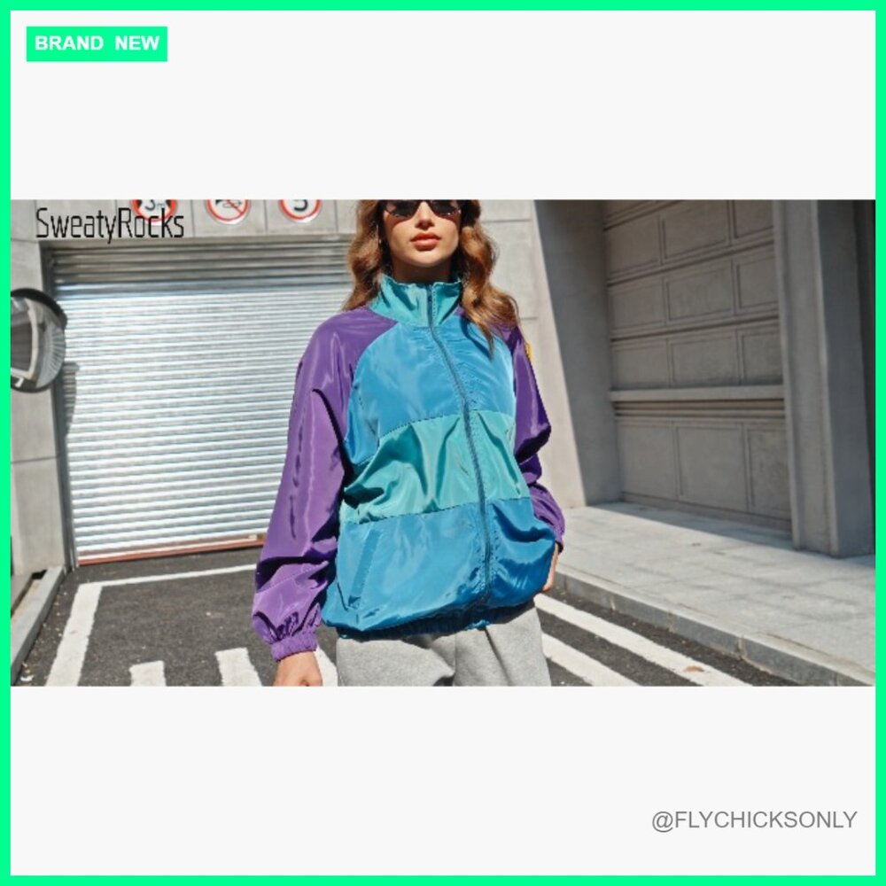 Lightweight Windbreaker Patchwork Zipper Sport Ja… - image 7